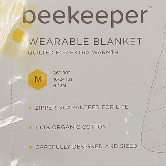 BURTS BEES Gray and White Striped Baby Beekeeper Swaddling Blanket Wrap Medium. - Picture 2 of 6